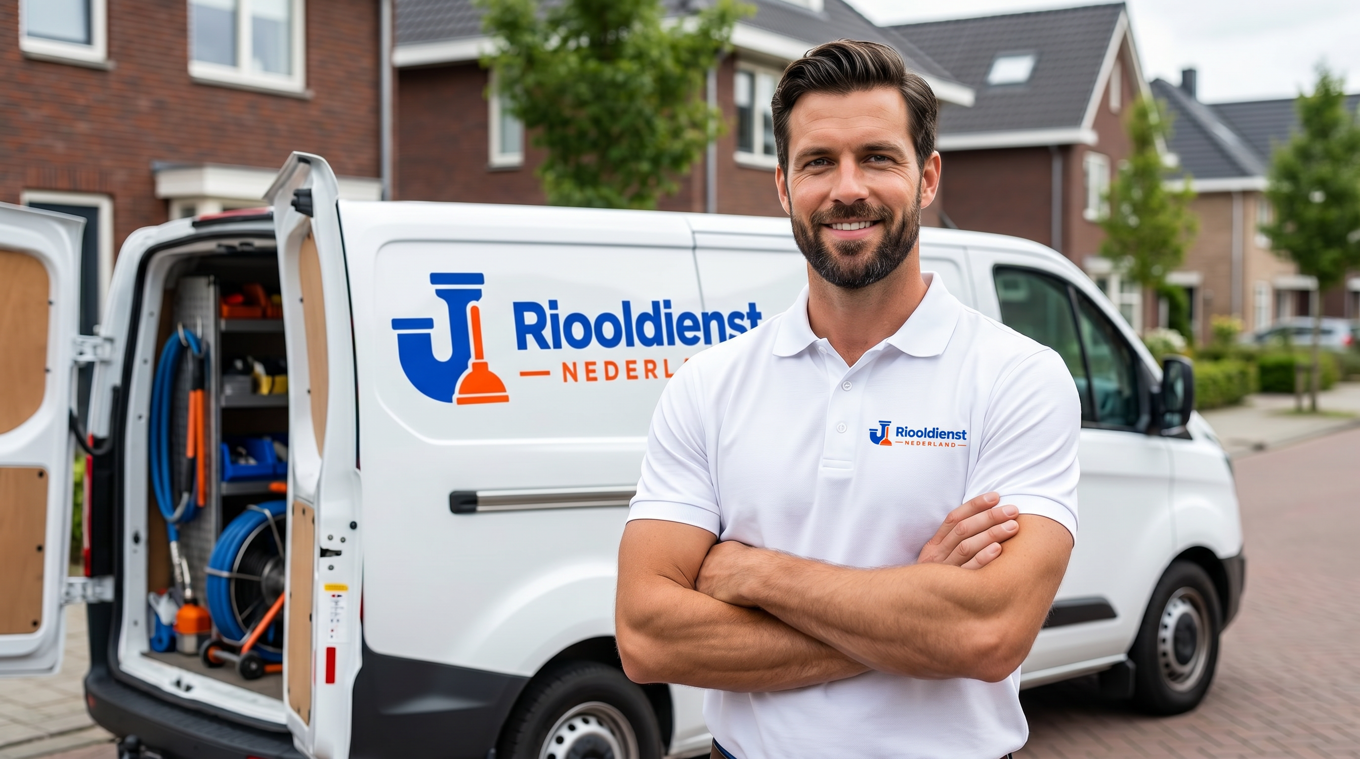 Monteur van Riooldienst Nederland bij de servicebus